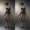 Faszinierendes, schulterfreies Ballkleid mit Flügelärmeln, knielang, elegantes Heimkehrkleid mit Applikationen, anmutiges Mini-Cocktail-Vestido