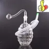 Atacado mini cachimbo de água criativo grosso claro granada antitanque água dab rig bong tubo com tigela de queimador de óleo de vidro masculino de 10mm e mangueira de silicone para fumar