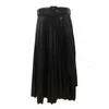 스커트 Skorts Seoulish Faux PU 가죽 주름 MIDI 벨트 2023 NEW AULMUMN WINTOR VINTAGE BLACK HIGH WAIST 올해 매치 여성 YQ240223