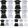 T-shirts pour hommes Été Trapstar Mens T-shirt Pantalon 2 pièces Ensembles Designer Rainbow Serviette Broderie Décodage T-shirts Hommes Noir Blanc Col Rond T-shirt T240223