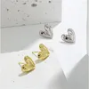 Stud Earrings ANDYWEN 925 Sterling Silver Gold Big Heart Earring Love Women Luxury Fine Jewelry 2024 Irregular Rock Punk Jewels