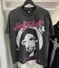 Hellstar T Shirt Designer T قمصان الرسم البياني ملابس الملابس المحببة مغسولة النسيج الشارع غرافيتي حروف رقائق طباعة عتيقة سوداء فضفاضة