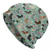 Berets Dckhund Floral Vintage Florals chien Bonnet chapeau tricot Animal extérieur Skullies Backs Men's Women's Summer Summer Dual Use Caps