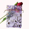 Подарочная упаковка, 100 шт./лот, смешанные цвета, 10, 15 см/4, 6 дюймов, сумка из органзы с принтом сердца для упаковки и свадебных сумок
