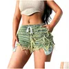 Damenjeans 2023 Sommer Womens Edge Fringe Sexy Wrapped Hüfte Taille Fit Denim Shorts Robin Jean Drop Lieferung Bekleidung Kleidung Dhk6K