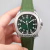 New AquaNaut 5168G-010 Steel Case Green Texture Dial Automatic Mens Watch Green Rubber Watches TimeZonewatc279yの高品質の安価