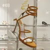 34 couleurs chaussures de dîner femmes à talons hauts de luxe serpent enveloppé chaussures à talon de cheville sandales chaussures de strass pour femmes haut Hee mariage cristal incrusté serpent créateur de mode