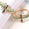 6pcs The new Bee napkin buckle napkin ring alloy green insect dragonfly drip diamond buckle paper towels 201124254p