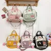 Sacos escolares Kawaii ombro mochila nylon bonito menina viagem crossbody mensageiro com pinos crachá grandes mochilas moda bolsas