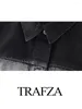 Sukienki robocze Trafza 2024 Spring garnitury dla kobiet mody dżinsowy gradient metalowy folia luźna kamizelka dzika vintage wszechstronna spódnica kobiet