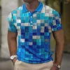 Men's Polos Polo T-shirt Patchwork Plaid Print Clothing Summer Casual Short Sleeved Daily Street Tops Tees Loose Oversized Shirt