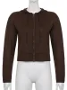 Giubbotti Vintage Marrone Solido Con Cappuccio Y2K Maglioni Donna Autunno Inverno Manica Lanterna Zip Up Giacca Cardigan Lavorato A Maglia Con Cappuccio 2022