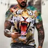 Летняя винтажная футболка для мужчин, модная футболка с 3D принтом льва и коротким рукавом, мужская одежда, футболка большого размера, уличная одежда