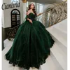 Vestido de baile de cristal frisado verde esmeralda vestido quinceanera com capa 3d flores espartilho vestido de 15 anos