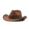 Berretti Cappello Per Donna E Uomo Lana Hollow Western Cowboy Con Cintura Alla Moda Gentleman Lady Jazz Cowgirl Toca Sombrero Cap Drop Deliver Dhmin