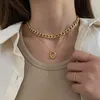 Pendentifs en forme d'éventail américain, Style transfrontalier, noué pour fille, collier en or 18 carats, tempérament Simple, bijoux de rue, vente en gros