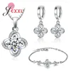 Necklace Earrings Set 925 Sterling Silver Cherry Plum Flower Plant Shiny Cubic Zircon Fashion Jewelry Women Ball Daily Dress Up
