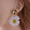 Orecchini pendenti girasole belli ed eleganti 2 colori ragazza fascino goccia donne gioielli margherita fatti a mano Oorbellen