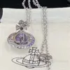 女性のための惑星ネックレスデザイナーネックレスVivienen Luxury Jewelry e Westwood Highバージョンウエスタンスパークリングダイヤモンドグラディエントスターリングスリーディメンシャルサターン