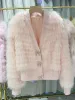 Fur Oftbuy 2023 Ladies Luxury Natural Fur Jacketv Neck Real Raccoon Fur Warm Sleeve Coat Women's Fur Jacket New Winter