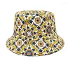 Berets American Casual Sun Flower Busket Hats Women 2024 Summer Bohemian Style Outdoor Outdoor Dwustrojemne męskie czapki męskie czapki