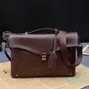 Designer- Men's Leather Shoulder Messenger Bags Business Work Bag Laptop Portfölj Handväska Färg Black Coffee 273f