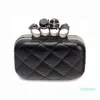 Designer-mode vrouw lederen avond clutch handtassen griezelige schedel ringen handtas Halloween feest keten schoudertas geruite portemonnee261V