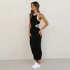 Casual klänningar ärmlös kjol smal rib klippa ut rygglös sexig klänning mode mager kvinnor fest klubb bodycon kostar streetwear