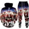 Tute da uomo Autunno e Inverno Natale Felpa con cappuccio da donna Set Street Leisure Pullover Suit Felpa da jogging allentata Stampa 3D Sudore