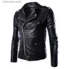 Jaquetas Masculinas Homens Moda PU Jaqueta De Couro Primavera Outono Novo Estilo Britânico Homens Jaqueta De Couro Jaqueta De Motocicleta Casaco Masculino Preto Marrom M-3XL T240223