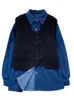 Женские блузки XFPV, свободная однобортная джинсовая рубашка с длинными рукавами из двух частей, вязаный жилет с v-образным вырезом, пальто, корейская мода, осень 2024, SM8666