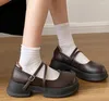 Модельные туфли, женские туфли-лодочки на платформе, лето 2024, винтажные туфли в стиле Лолита Мэри Джейн для женщин, женский кожаный стиль в консервативном стиле
