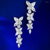 Dangle Oorbellen Shining U S925 Zilver Volledige Edelstenen Marquise Cut Drop Voor Vrouwen Fijne Sieraden Bruiloft