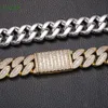 Hip-hop pop-sieraden 20 mm ijs uit ketting Gold vergulde Moissanite Diamond Cuban Link Chain