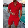 Herrspåriga designer Designer Men 2st Set Shirt Shorts Casual Summer Zipper Lapel Designer T-shirt Topps Man Short-Sleeve Outfits M-6xl Herrpolospår Designer för män