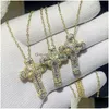 Colares Pingente Espumante Handmade Fine Jewelry 925 Sterling Sier Gold Fill Grande Pequena Cruz Cristianismo Partido Clavícula Mulheres Ne DHM5F