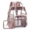 large capacity unisex backpack bag transparent bag backpack student clear travel women Transparent229d