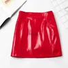 Jupes Skorts automne métallique PU cuir mini jupe taille haute minceur hanche Pack fermeture éclair a-ligne brillant court rouge argent vert YQ240223