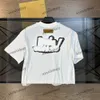 Xinxinbuy Hommes Designer Tee T-shirt 2024 Lettre en cuir Tissu de broderie Revers à manches courtes Coton Femmes Gris Noir Blanc Kaki S-3XL