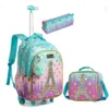 School Bags Children Rolling Backpack Bag Wheeled For Girls SchooTrolley Wheels Kids Travel Luggage Trolley316n