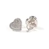 Orecchini a forma di cuore con zirconi ghiacciati per uomo Donna Orecchini in argento sterling 925 con diamanti Orecchini a bottone Hip Hop Rock Rapper Gioielli Regali