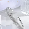 luxury jewelry bangle nail bracelet titanium steel micro-inlaid zircon gift from European and American fashion lady designers high-quality bracelet with box