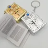 Keychains Cross Keyring Small Gift Metal Pendant Key Chain Mini English Holy Keychain Religious Christian Jesus Key Holding Bible Book