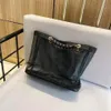 Bolso de maquillaje de playa, bolso negro, bolso de red, tienda de cosméticos famosa, bolso de belleza, bolso de red de compras negro 279e