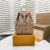 Montsouris mochila mulher clássico marrom flor moda couro bolsa de viagem designer fivela gravata corda mochilas Turtledove Sperone M4254S