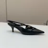 Miui Femmes Meilleures concepteurs décontractés Sandaux Fashion Patent Généreau en cuir Point Talons hauts Chaussures de Slingback à lèche