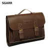 Backpack 2022 Famous Brand Casual Men Briefcase Crazy Horse PU Leather Men's Messenger Bag Male Laptop Bag Men Business Travel Bag