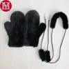 winter women real mink fur gloves lovely ladies genuine mink fur gloves lady warm and soft knitted mink fur gloves Y200110241J