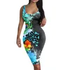 Casual Dresses Tank Sleeveless Dress For Women Trendy Sexy Round Neck Butterfly Print Slim Summer Knee Length