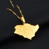 Saudi Arabia Map With Cities Name 14k Yellow Gold Pendant Necklaces Charm Saudi Jewelry for Gold/Silver Color